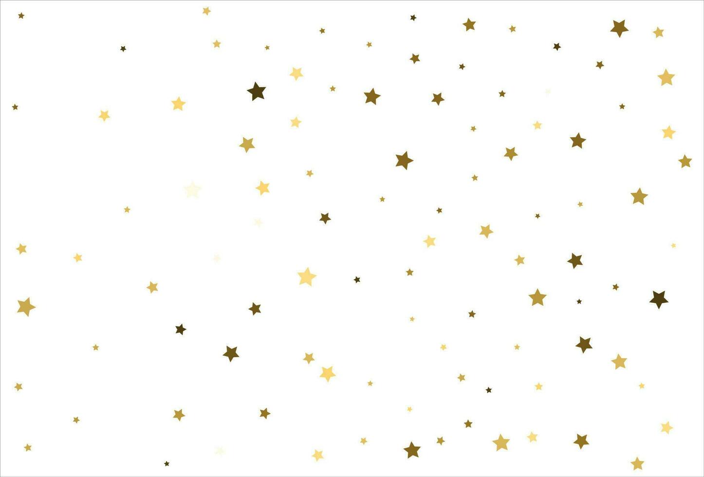 estrelas de ouro caindo aleatórias no fundo branco. padrão de brilho para banner, cartão de felicitações, cartão de natal e ano novo, convite, cartão postal, embalagens de papel vetor
