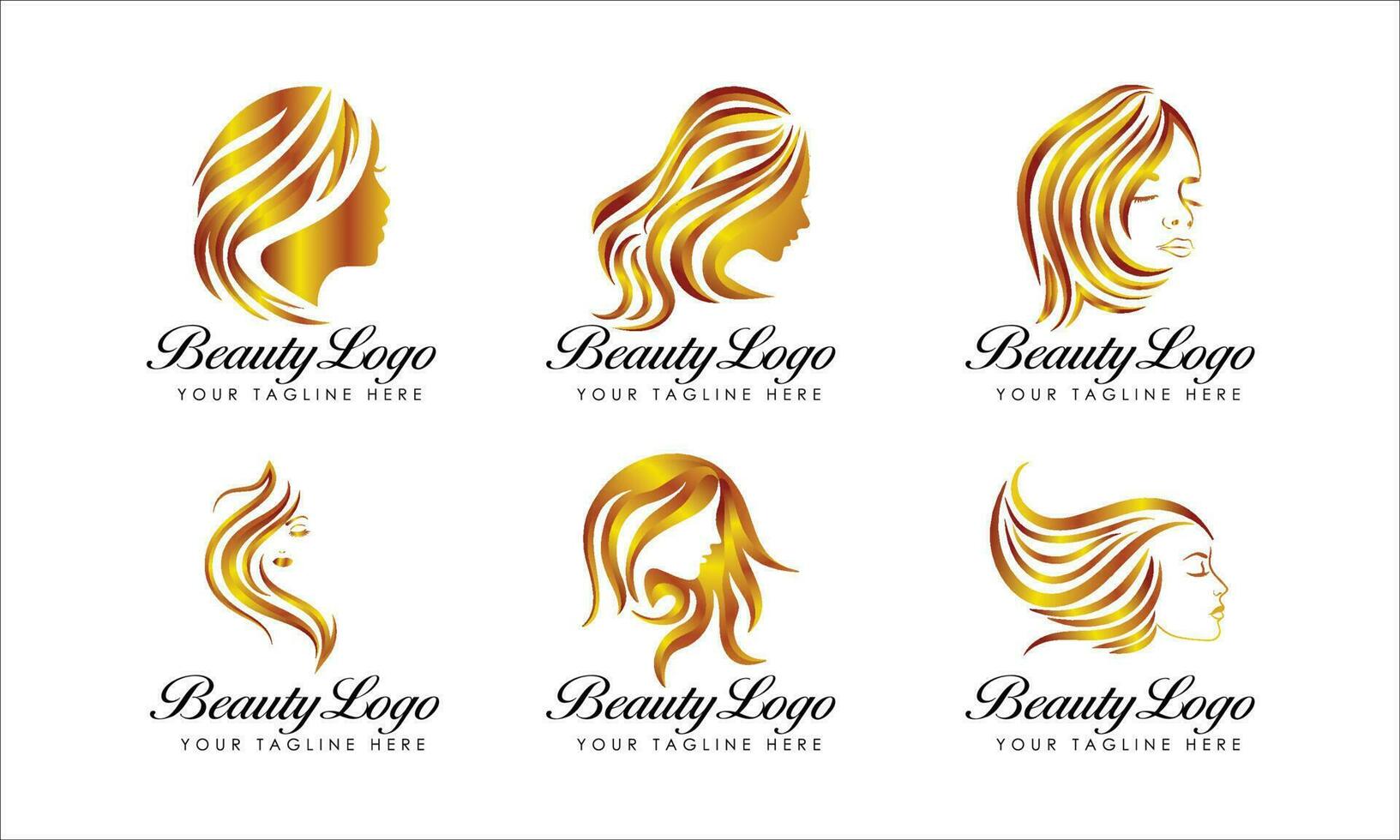 luxo cabelo salão logotipo pacote vetor