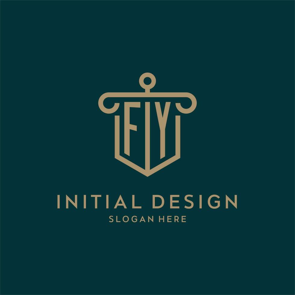 fy monograma inicial logotipo Projeto com escudo e pilar forma estilo vetor