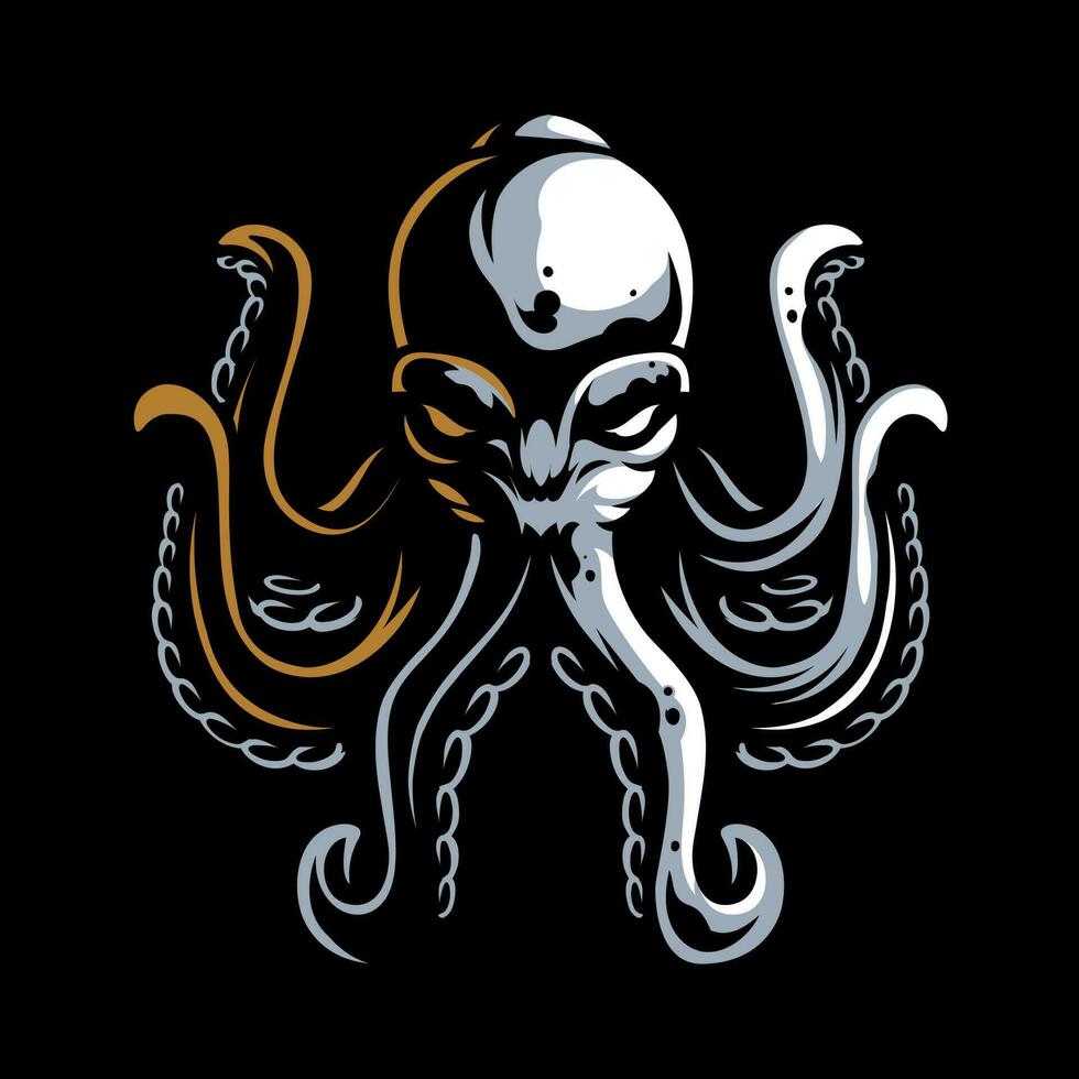 Bravo duotônico kraken mascote vetor ilustração - perfeito para logotipos e Mais