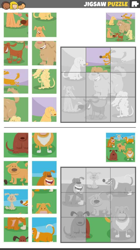quebra-cabeças enigma jogos conjunto com engraçado desenho animado  cachorros 21529747 Vetor no Vecteezy