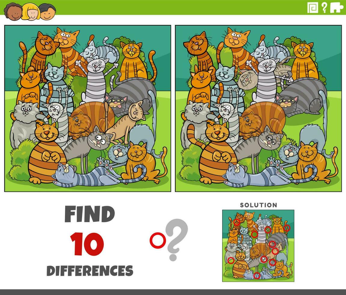 diferenças jogos com gatos personagens coloração página 23111252