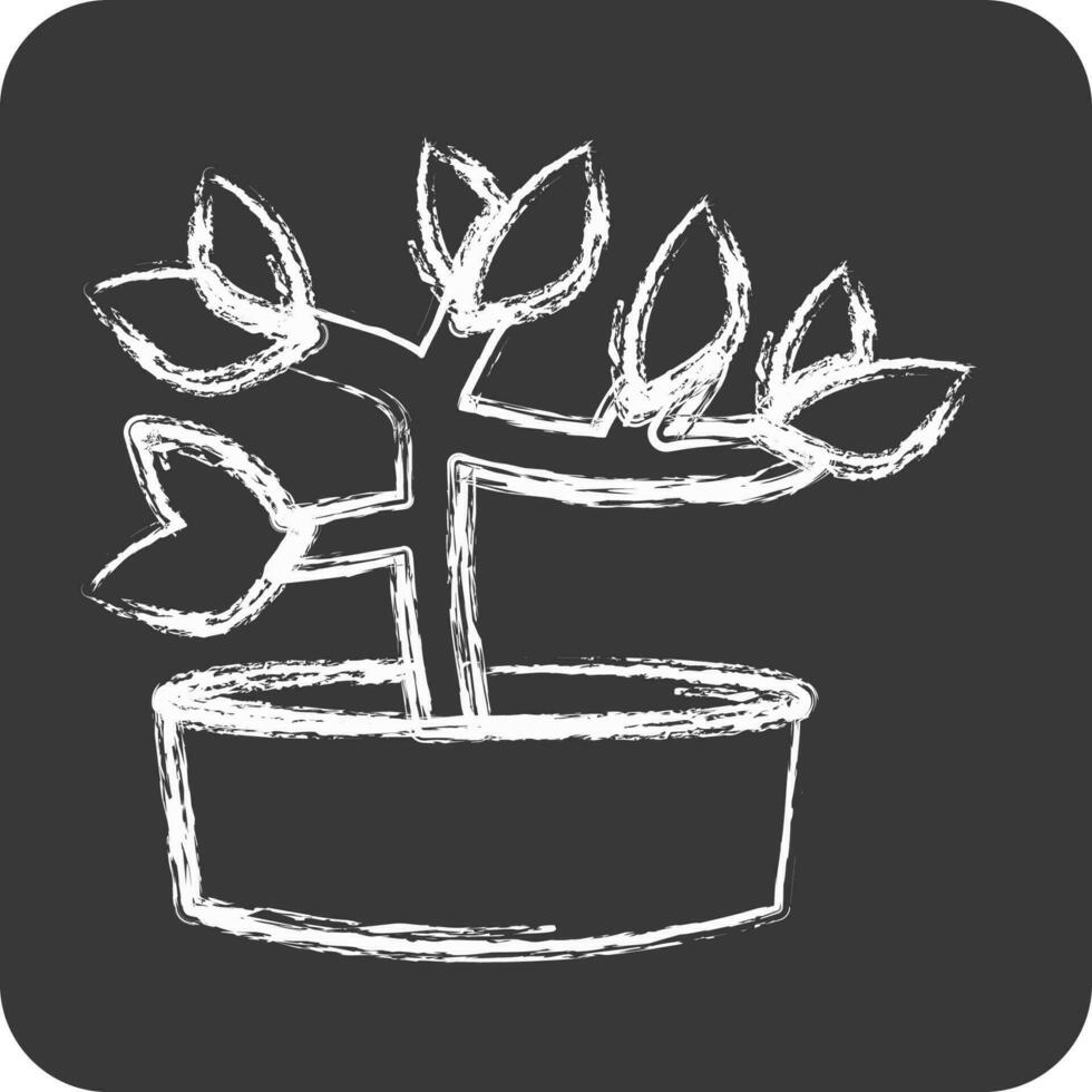 ícone bonsai. adequado para jardim símbolo. giz estilo. simples Projeto editável. Projeto modelo vetor. simples ilustração vetor