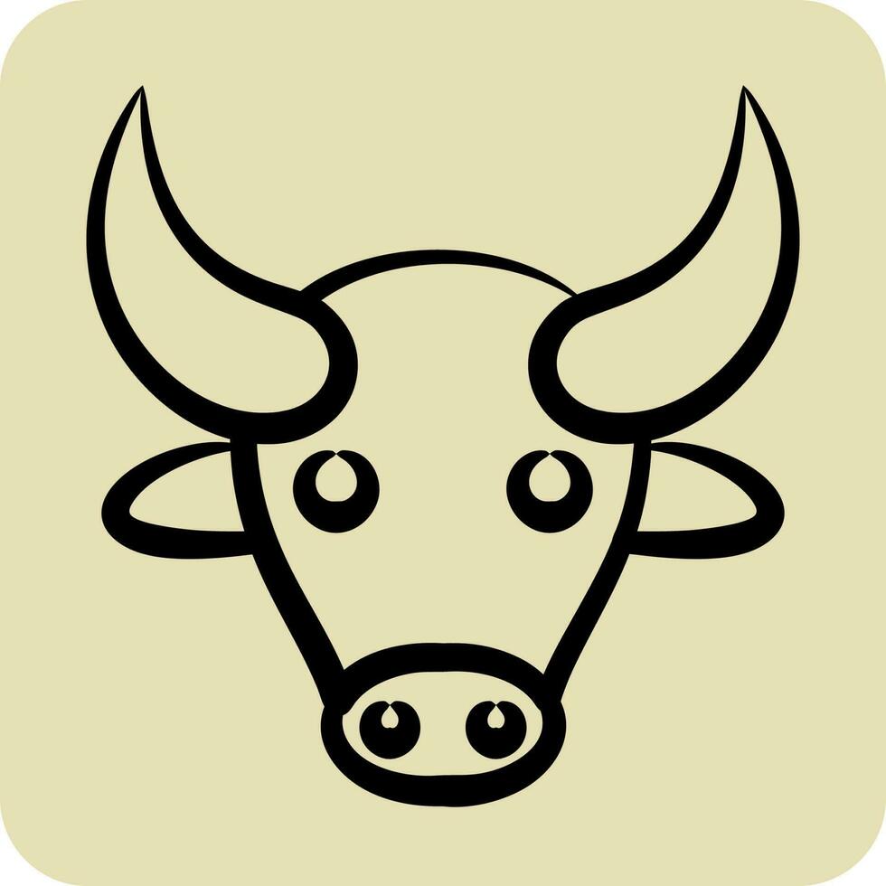 ícone búfalo. relacionado para animal cabeça símbolo. mão desenhado estilo. simples Projeto editável vetor
