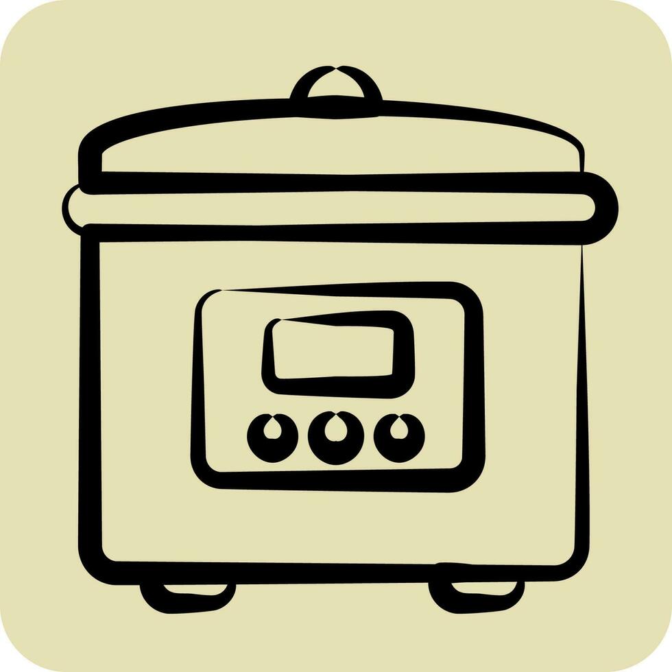 ícone arroz fogão. adequado para cozinha eletrodomésticos símbolo. mão desenhado estilo. simples Projeto editável vetor