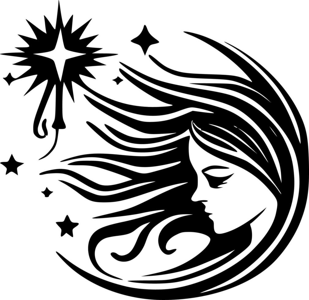 celestial - Preto e branco isolado ícone - vetor ilustração