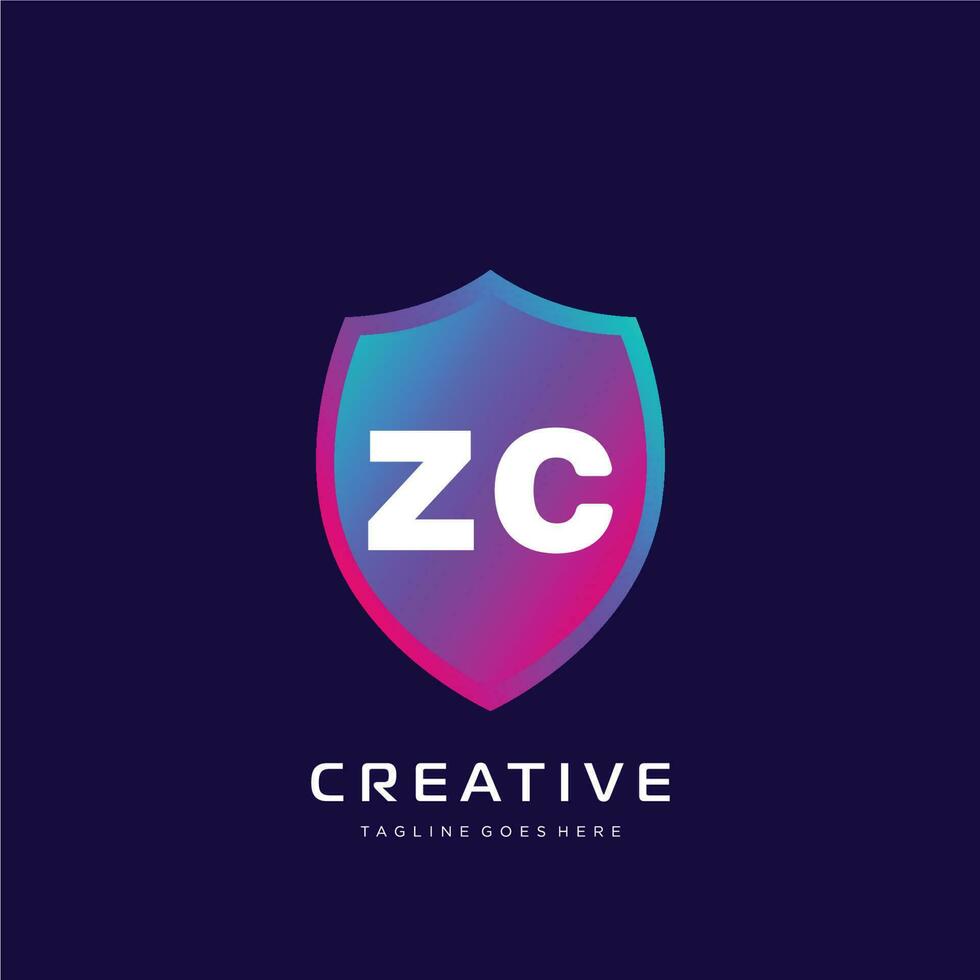 zc inicial logotipo com colorida modelo vetor. vetor