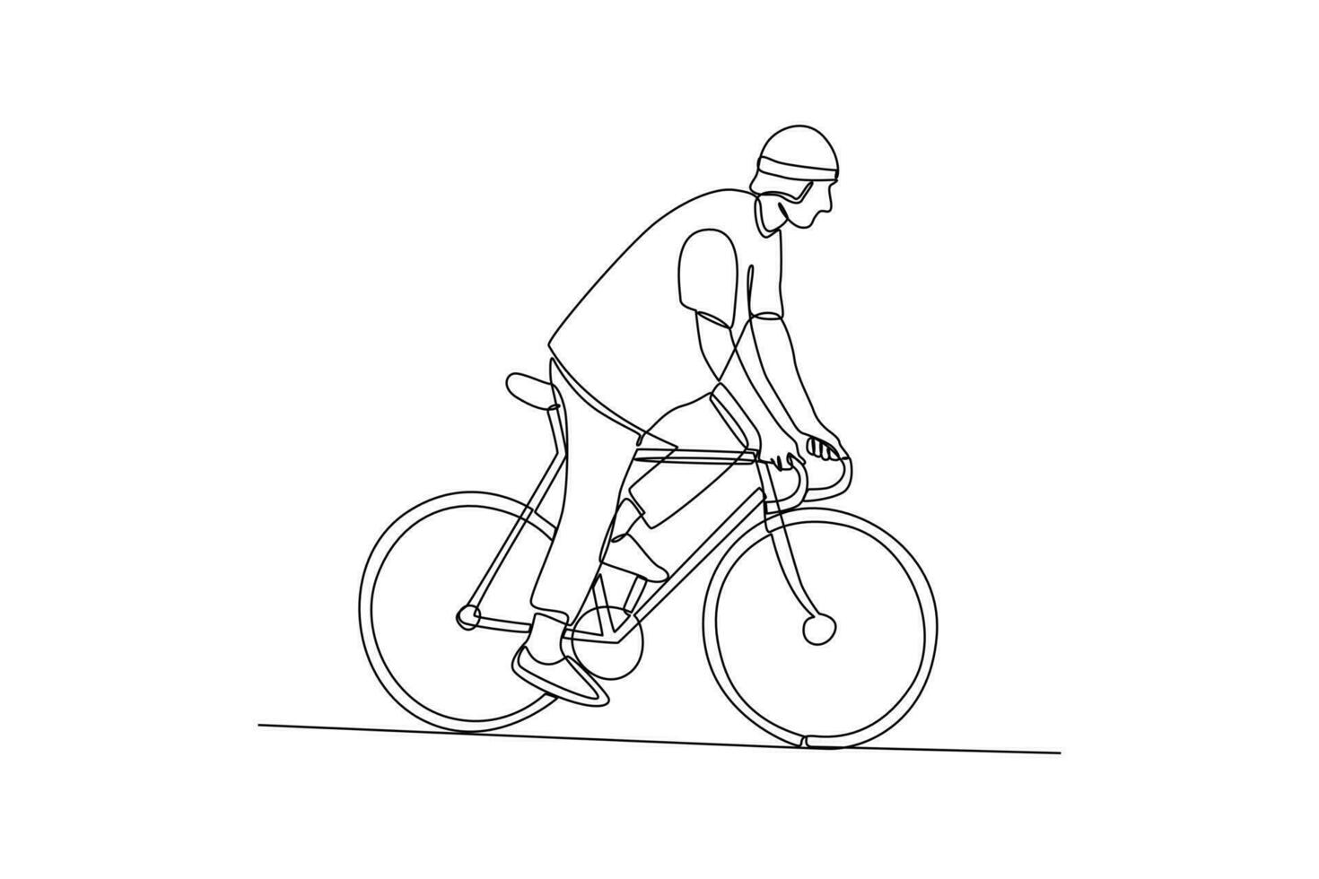 solteiro 1 linha desenhando mundo bicicleta dia em Junho 3. mundo bicicleta dia conceito. contínuo linha desenhar Projeto gráfico vetor ilustração.