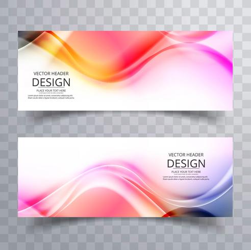 Banners de onda de negócios colorido abstrato design vetor