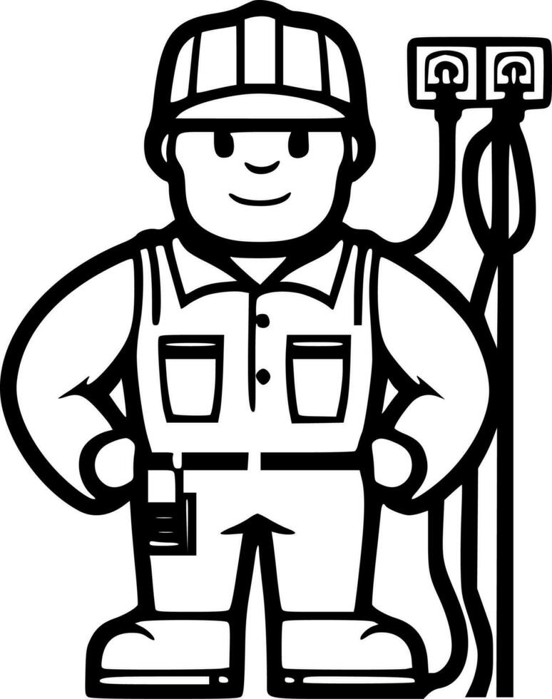 eletricista - Preto e branco isolado ícone - vetor ilustração