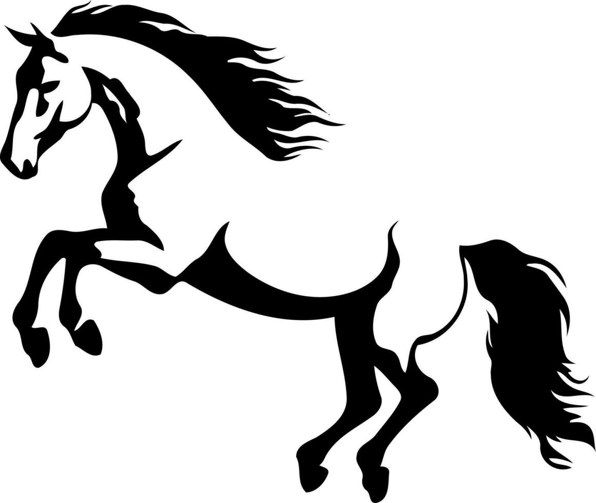 animal cavalo recria Preto e branco silhueta vetor