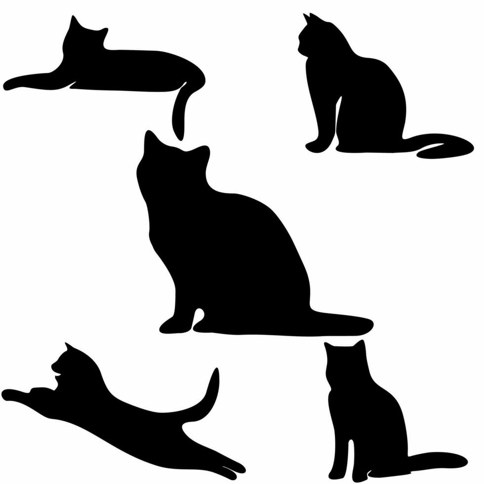 coleção do gato silhuetas, vetores, logotipos, ícones vetor