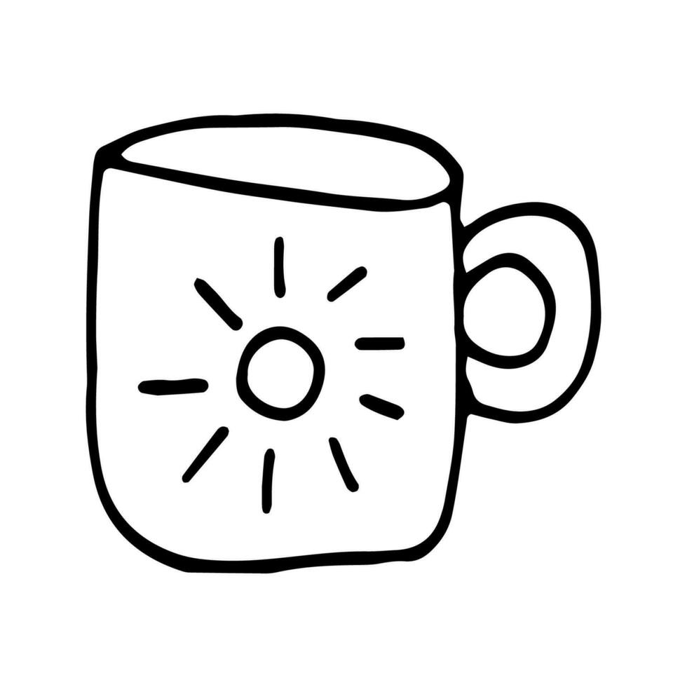 solteiro mão desenhado copo do café, chocolate, cacau, americano ou cappuccino. rabisco vetor ilustração.