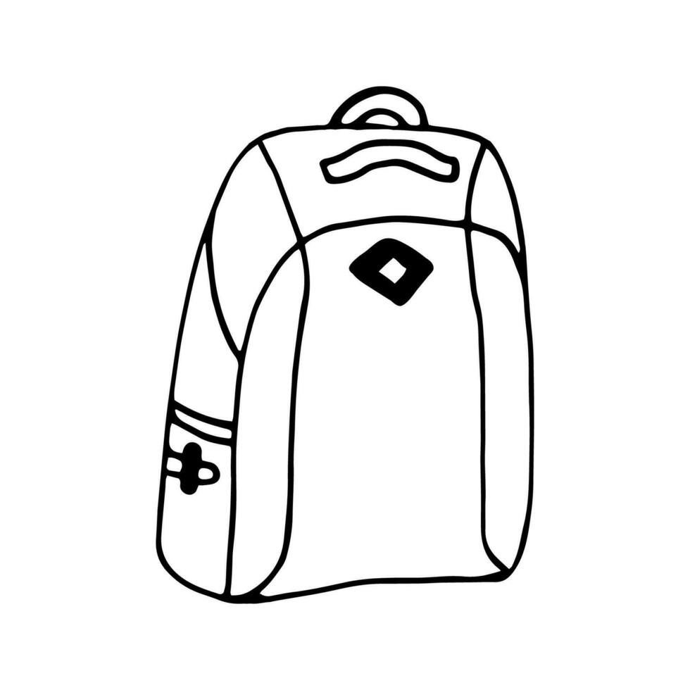 clipart de mochila de acampamento vetorial desenhado à mão. isolado no fundo branco desenho para impressões, pôster, papelaria bonito, design de viagens. ilustrações de alta qualidade vetor