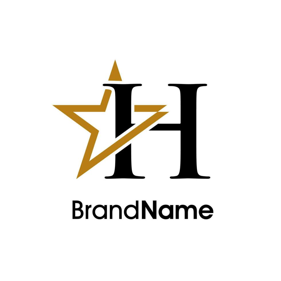 elegante inicial h ouro Estrela logotipo vetor