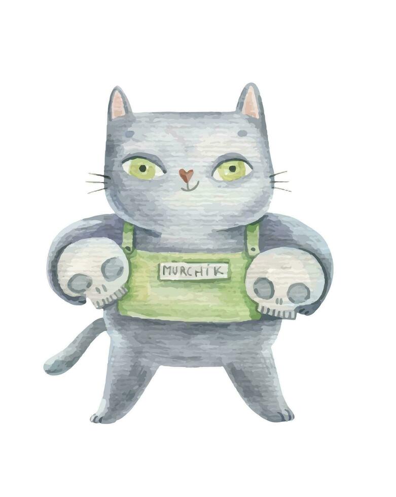 fofa infantil mão pintado ilustração com patriótico motivos, fofa desenho animado gatos vetor