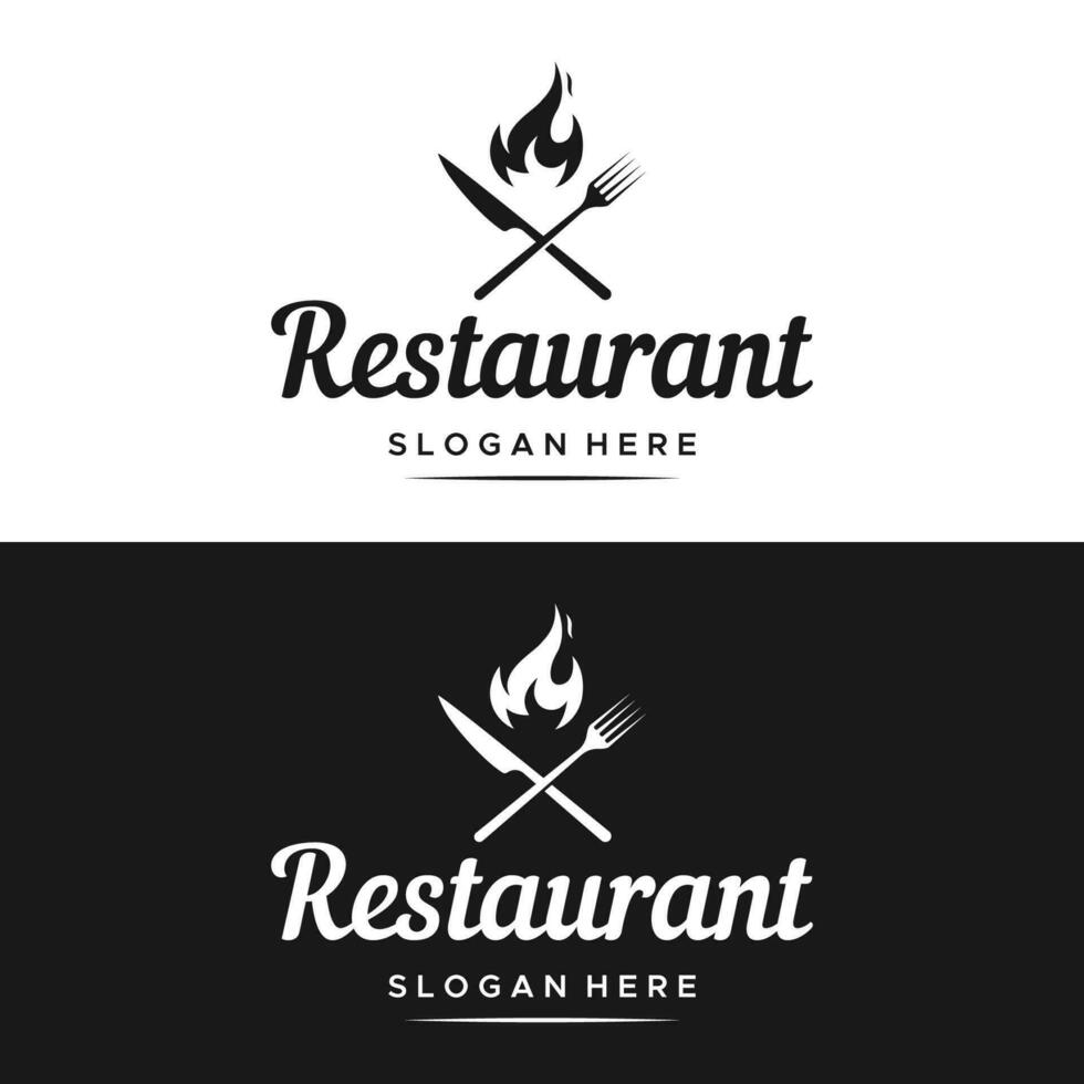 retro restaurante emblema.logotipo Projeto talheres modelo e mão desenhado vintage estilo restaurante tipografia. vetor