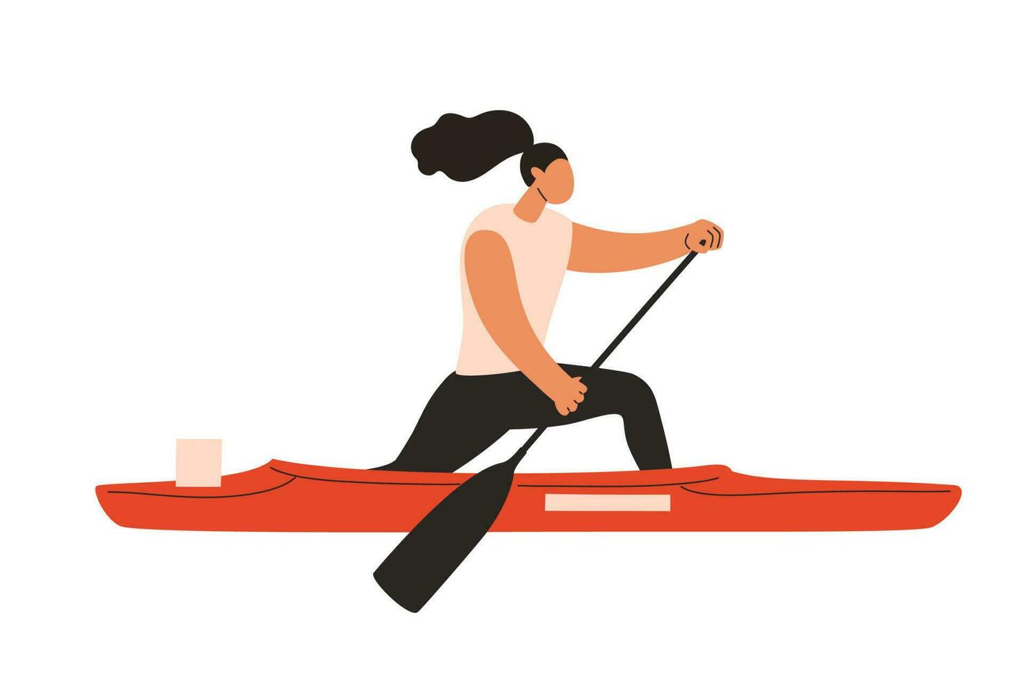 mulher atleta canoagem em corrida barco. vetor mão desenhado ilustração.