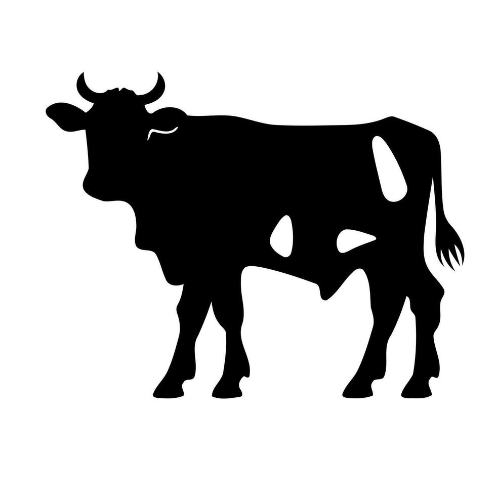 animal mamífero vaca adulto silhueta Preto e branco vetor