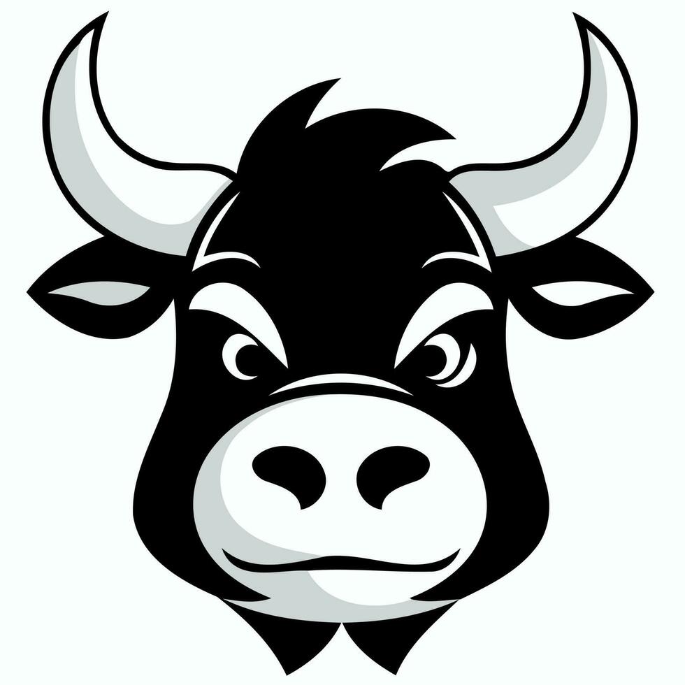 Preto e branco vaca cabeça logotipo vetor