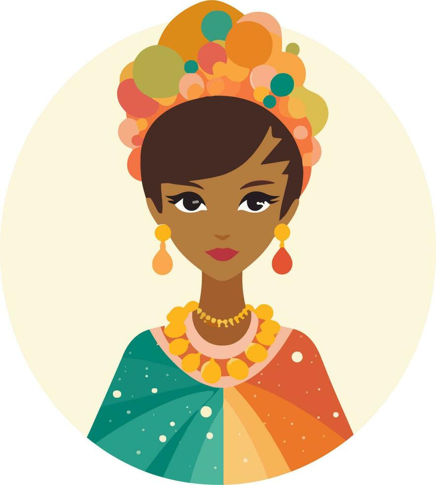 africano menina dentro colorida equipamento vetor