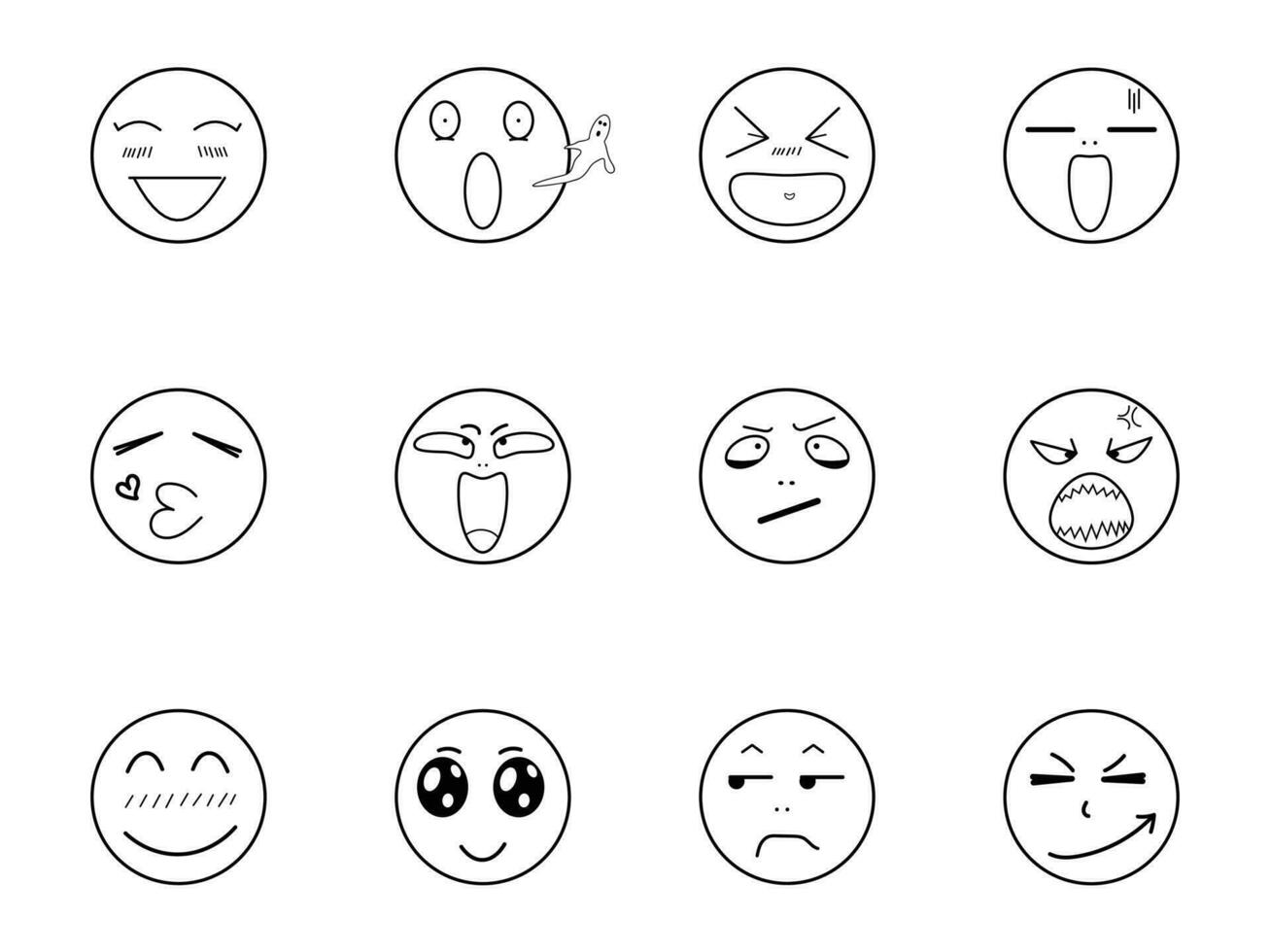 círculo do emojis mostrando diferente vetor de emoções ilustração