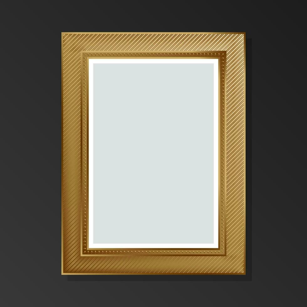 dourado vintage esvaziar quadro, Armação em Preto fundo. plano estilo. vetor