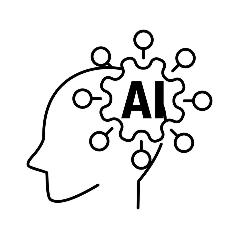 artificial inteligente humano cérebro botão fino linha ícone esboço vetor