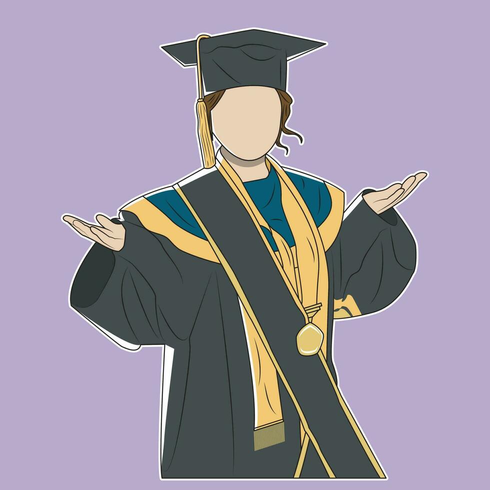 vetor ilustração do lindo menina em graduação dia