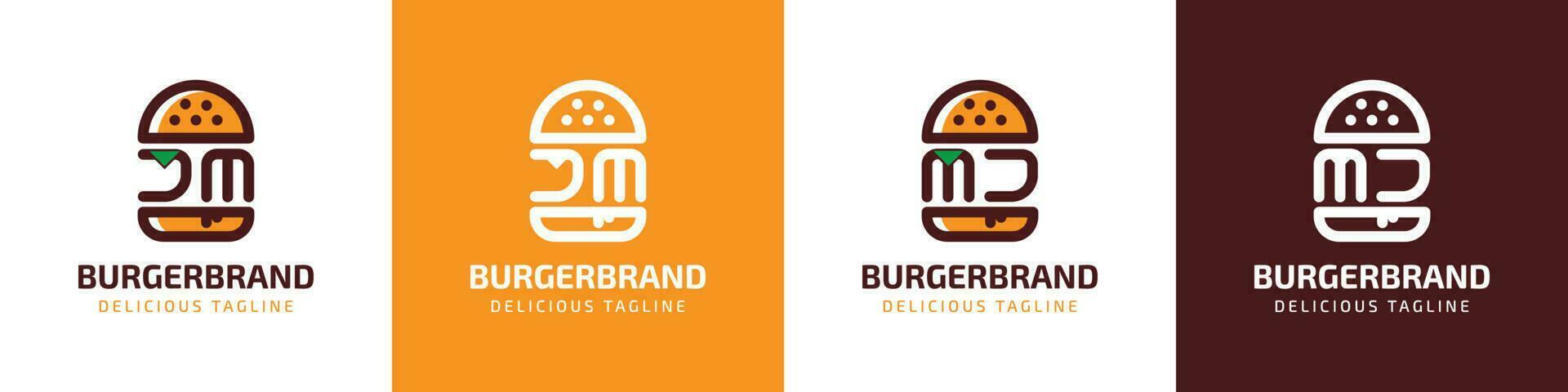 carta jm e mj hamburguer logotipo, adequado para qualquer o negócio relacionado para hamburguer com jm ou mj iniciais. vetor