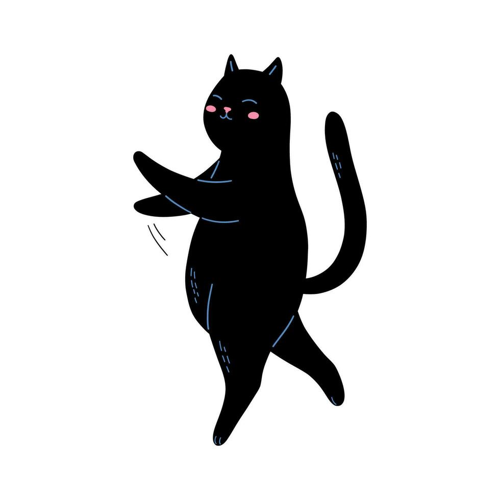 dançando Preto gato ilustração vetor