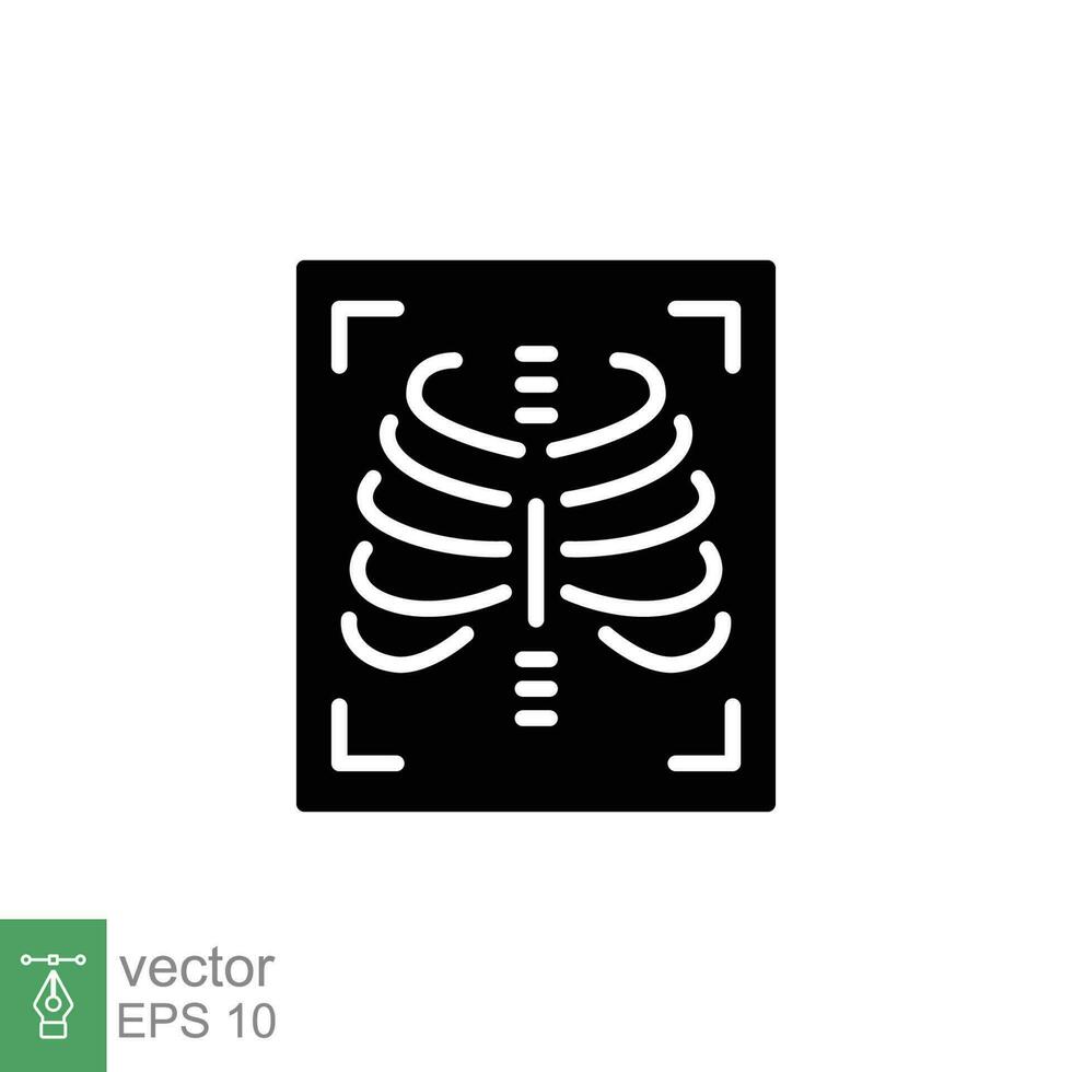 raio X ícone. simples sólido estilo. radiologia, raio X, peito, pulmão, Varredura, osso, tecnologia, médico conceito. Preto silhueta, glifo símbolo. vetor símbolo ilustração isolado em branco fundo. eps 10.