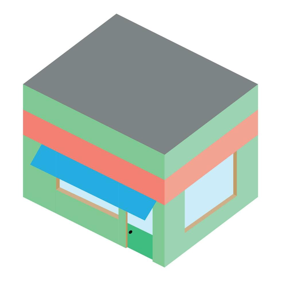 modelo isométrico construção casa fazer compras casa. arquitetura Projeto isométrico e construção brincar modelo. vetor plano Projeto ilustração