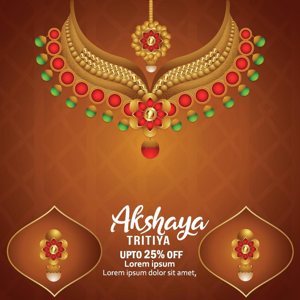 Cartão de convite akshaya tritiya com colar de ouro criativo vetor