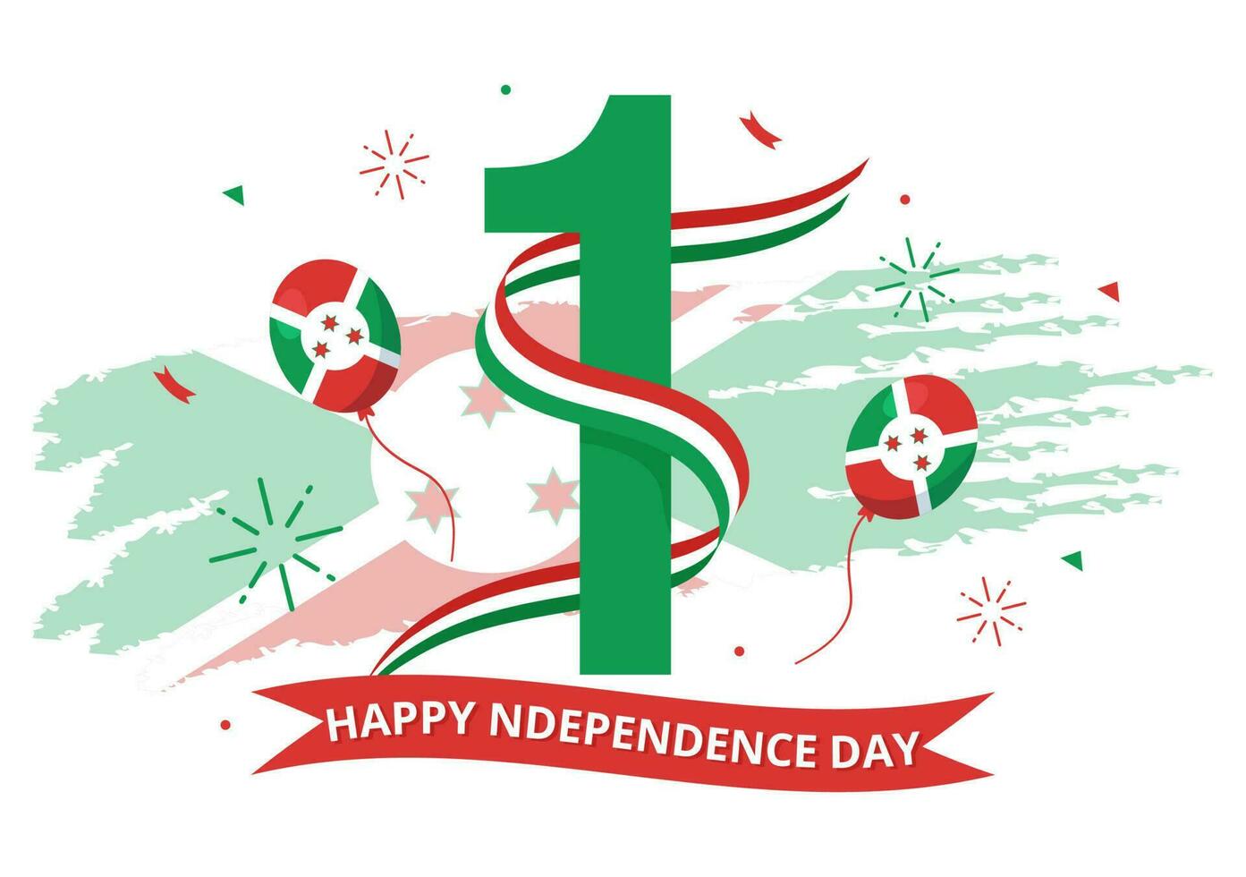 Burundi independência dia em 1 Julho vetor ilustração com bandeira fita dentro nacional feriado plano desenho animado mão desenhado aterrissagem página modelos