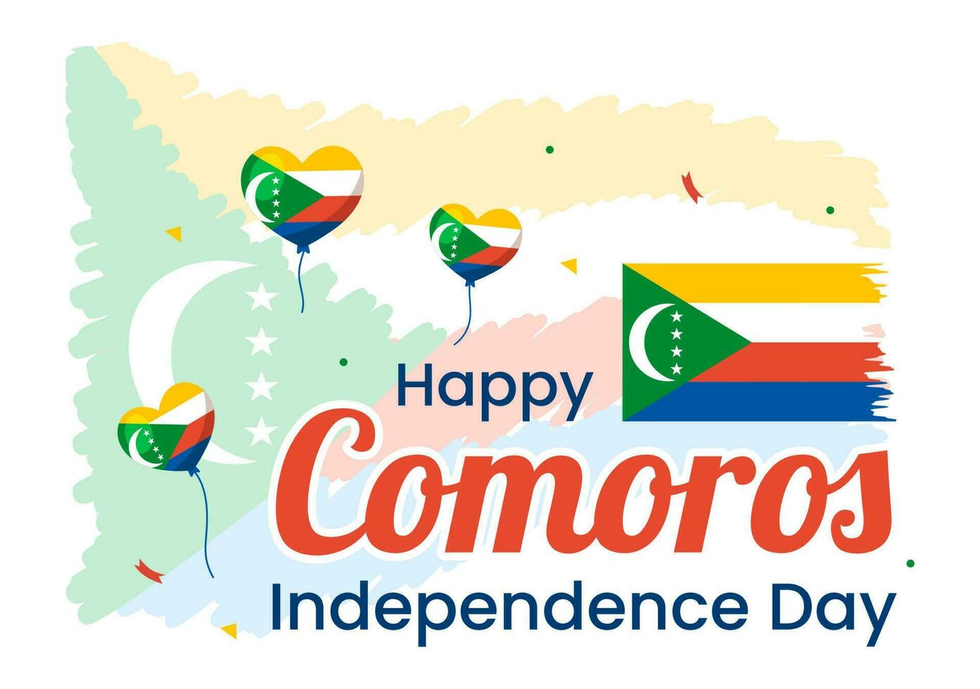 feliz Comores independência dia vetor ilustração com comoriano acenando bandeira dentro nacional feriado plano desenho animado fundo mão desenhado modelos