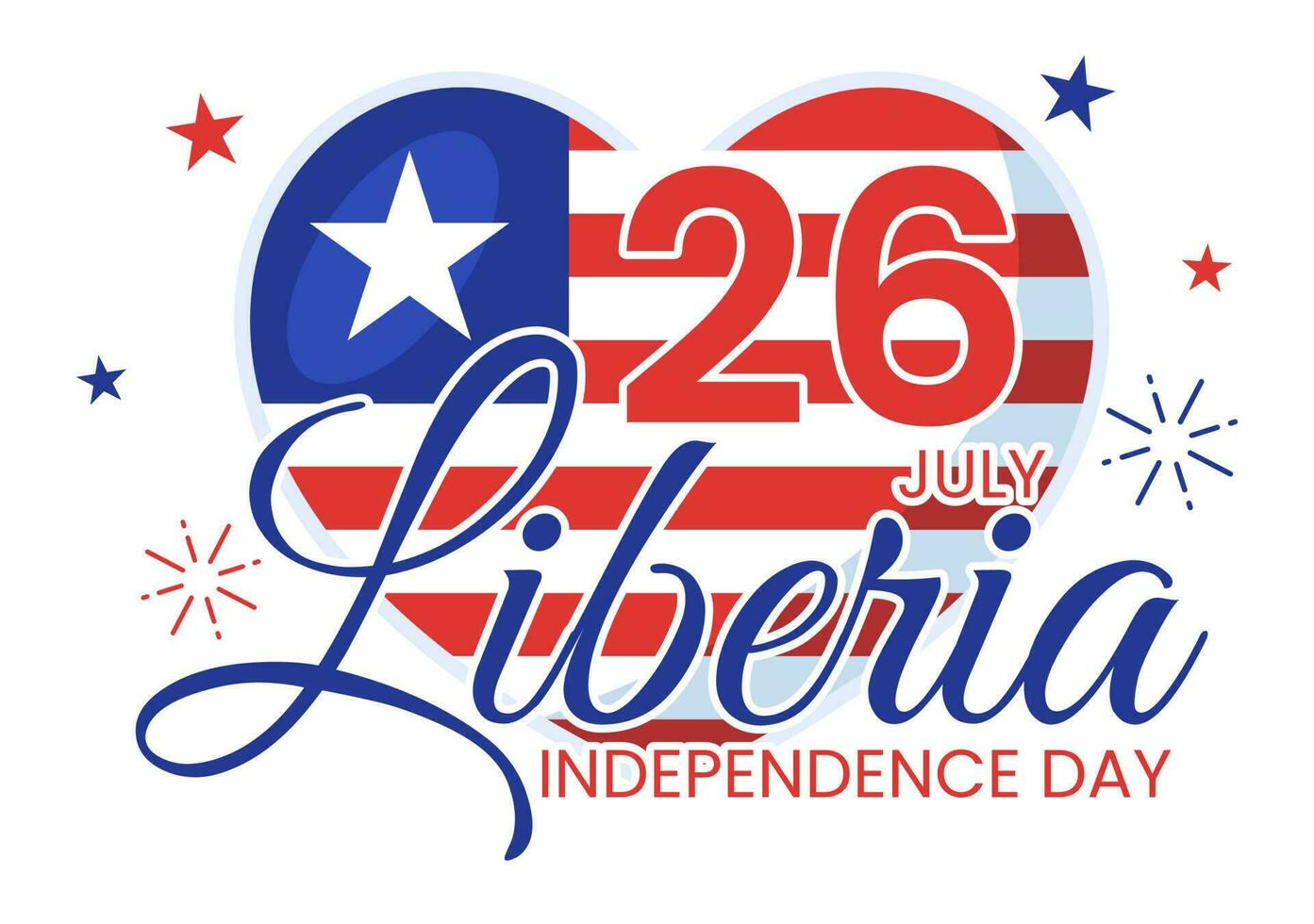 feliz Libéria independência dia vetor ilustração com acenando bandeira dentro nacional feriado em Julho 26 plano desenho animado mão desenhado aterrissagem página modelos