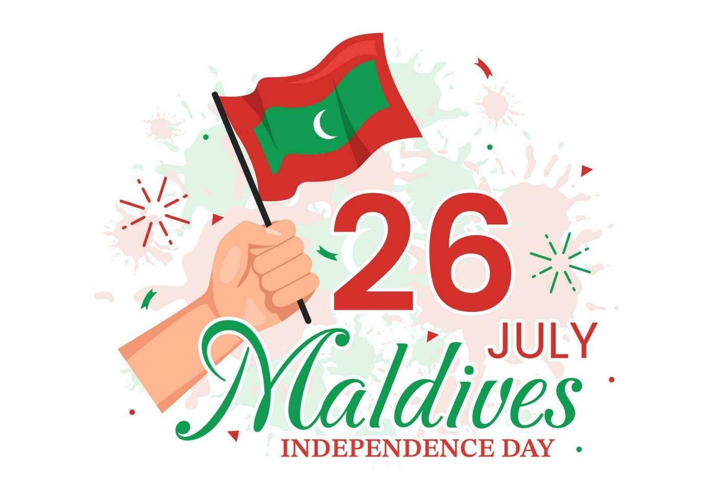 feliz Maldivas independência dia vetor ilustração em 26 Julho com maldivo ondulado bandeira dentro plano desenho animado mão desenhado aterrissagem página fundo modelos