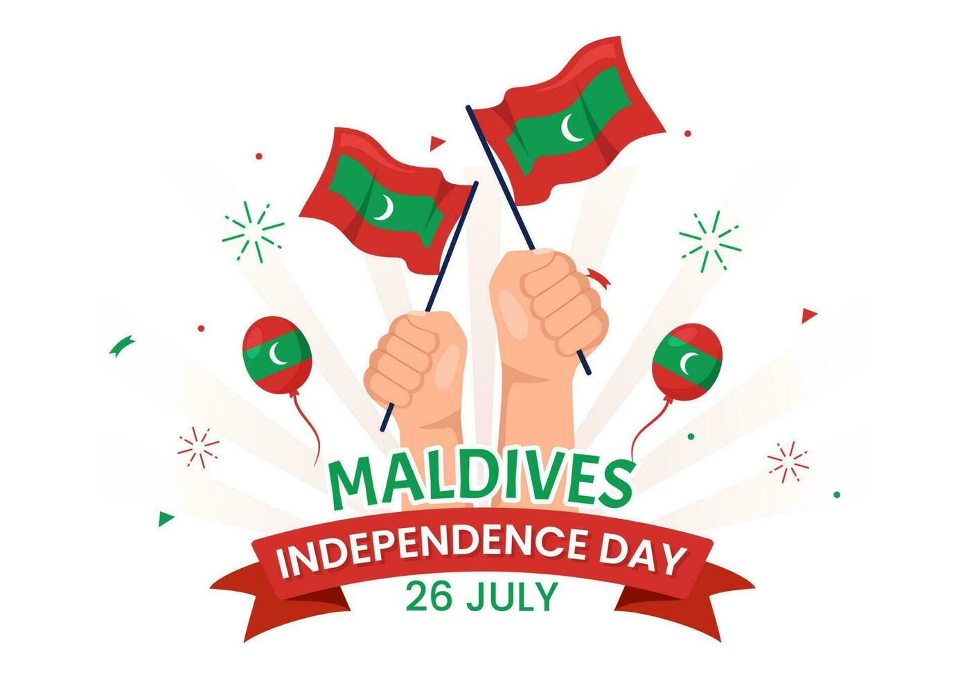 feliz Maldivas independência dia vetor ilustração em 26 Julho com maldivo ondulado bandeira dentro plano desenho animado mão desenhado aterrissagem página fundo modelos