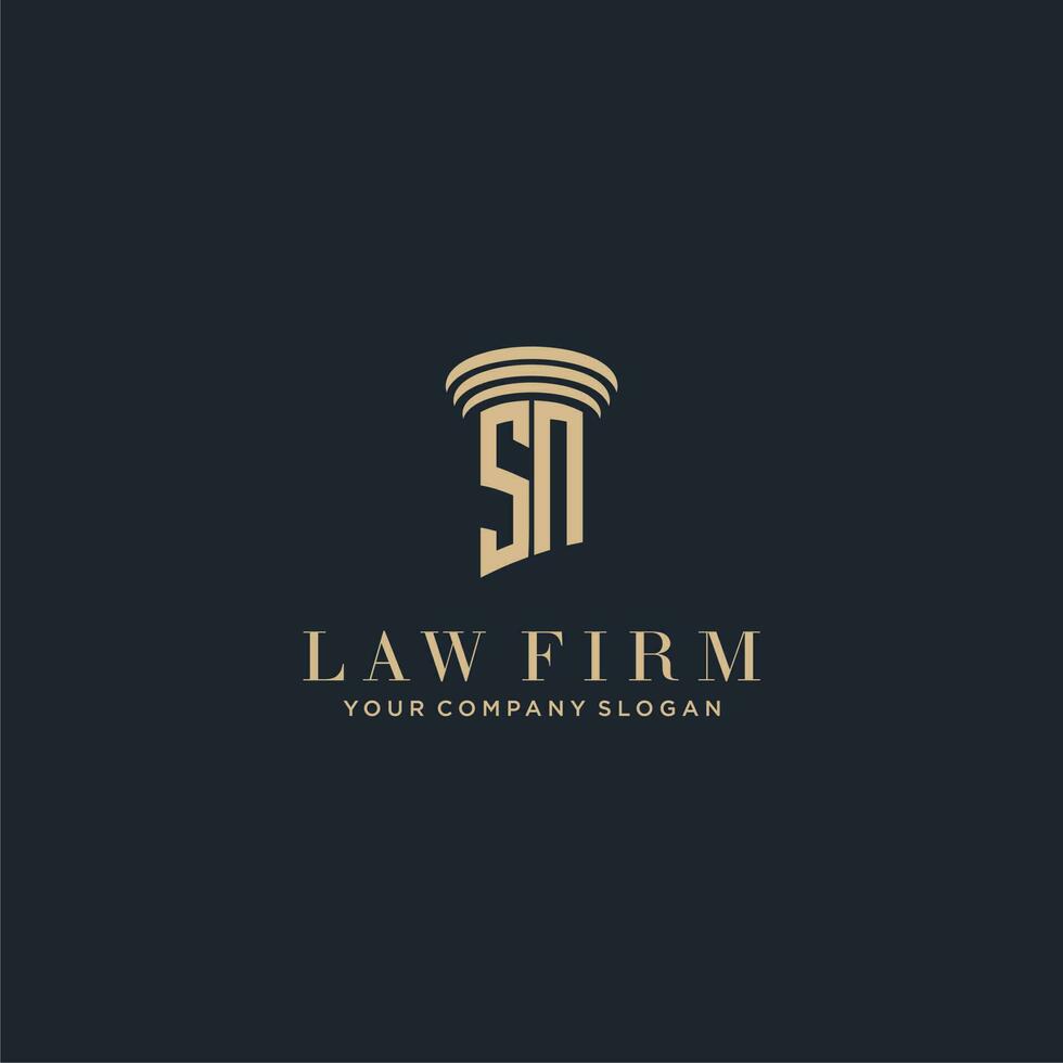 sn inicial monograma escritório de advocacia logotipo com pilar Projeto vetor