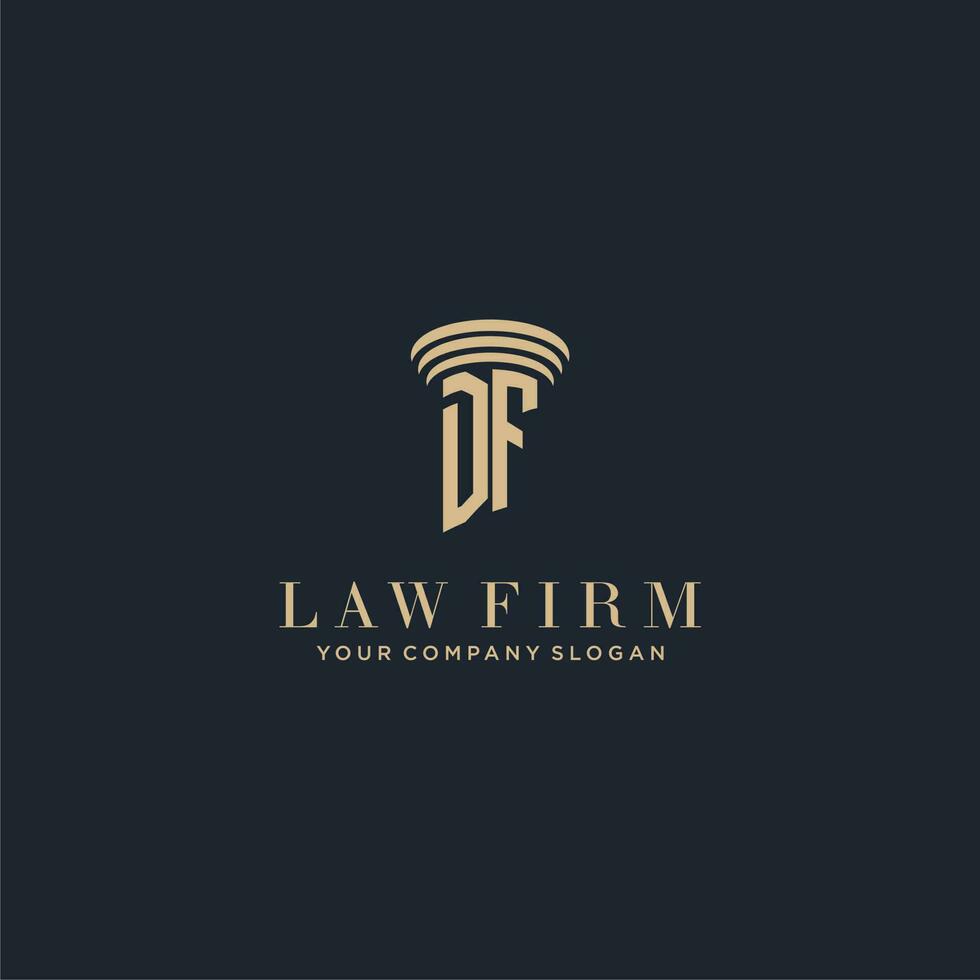 df inicial monograma escritório de advocacia logotipo com pilar Projeto vetor