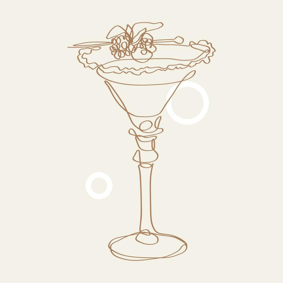 contínuo 1 linha desenhando do verão coquetel bebidas. Barra e restaurante conceito minimalista, vetor ilustração.
