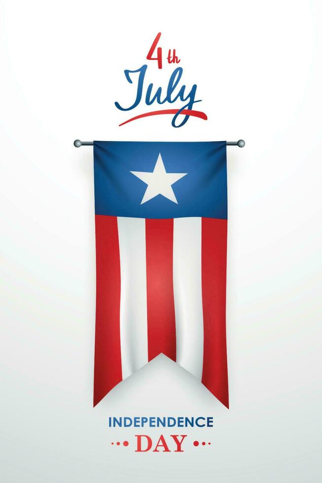 EUA independência dia 4º Julho vertical bandeira. festivo bandeira com suspensão bandeira e texto. vetor