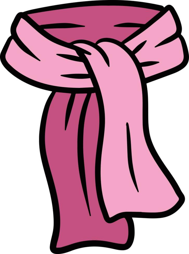 Rosa lenço. item do mulheres roupas para a pescoço. desenho animado ilustração. lindo desenhado à mão lenço de pescoço vetor
