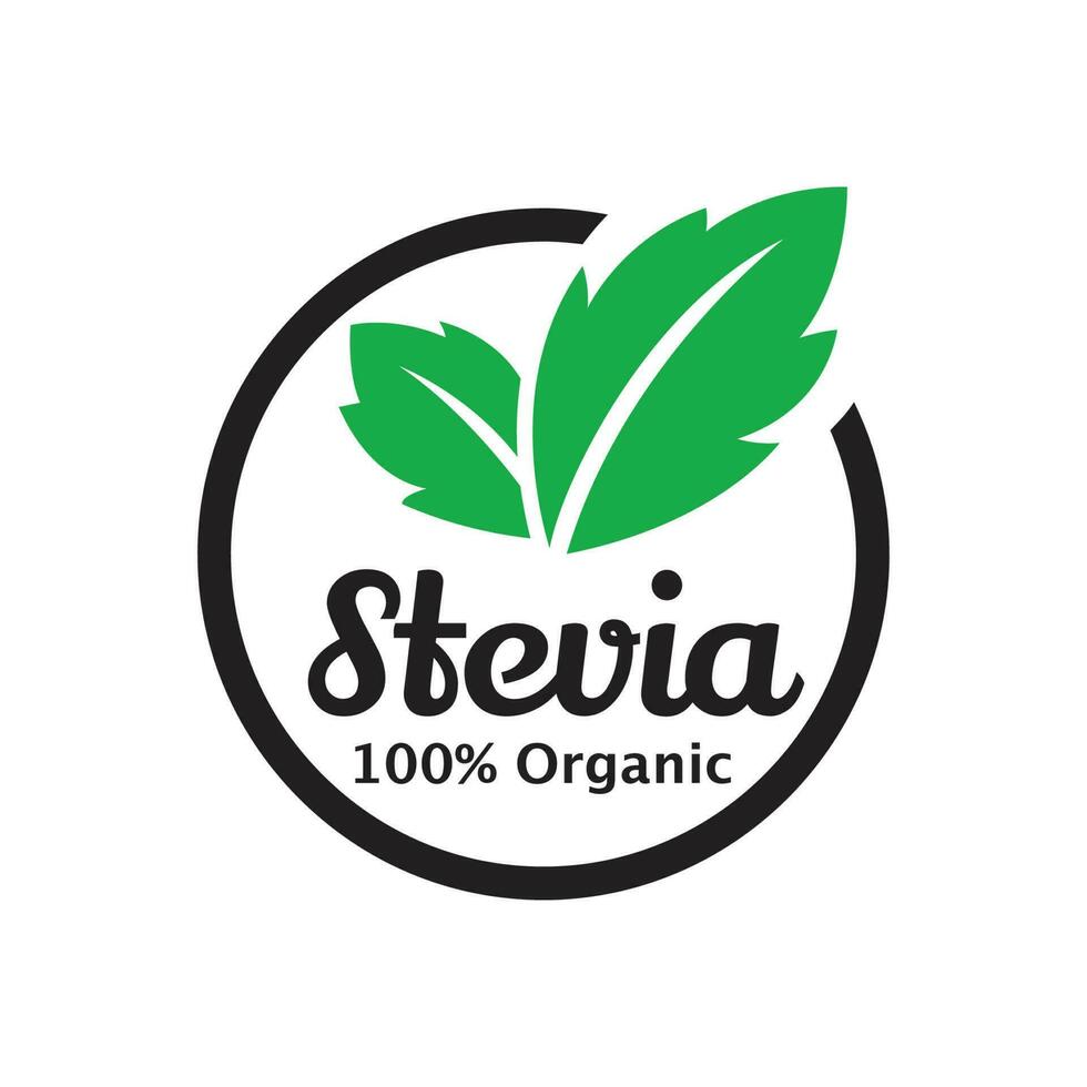 stevia folha ícone com uma combinação do esboço e círculo elementos vetor
