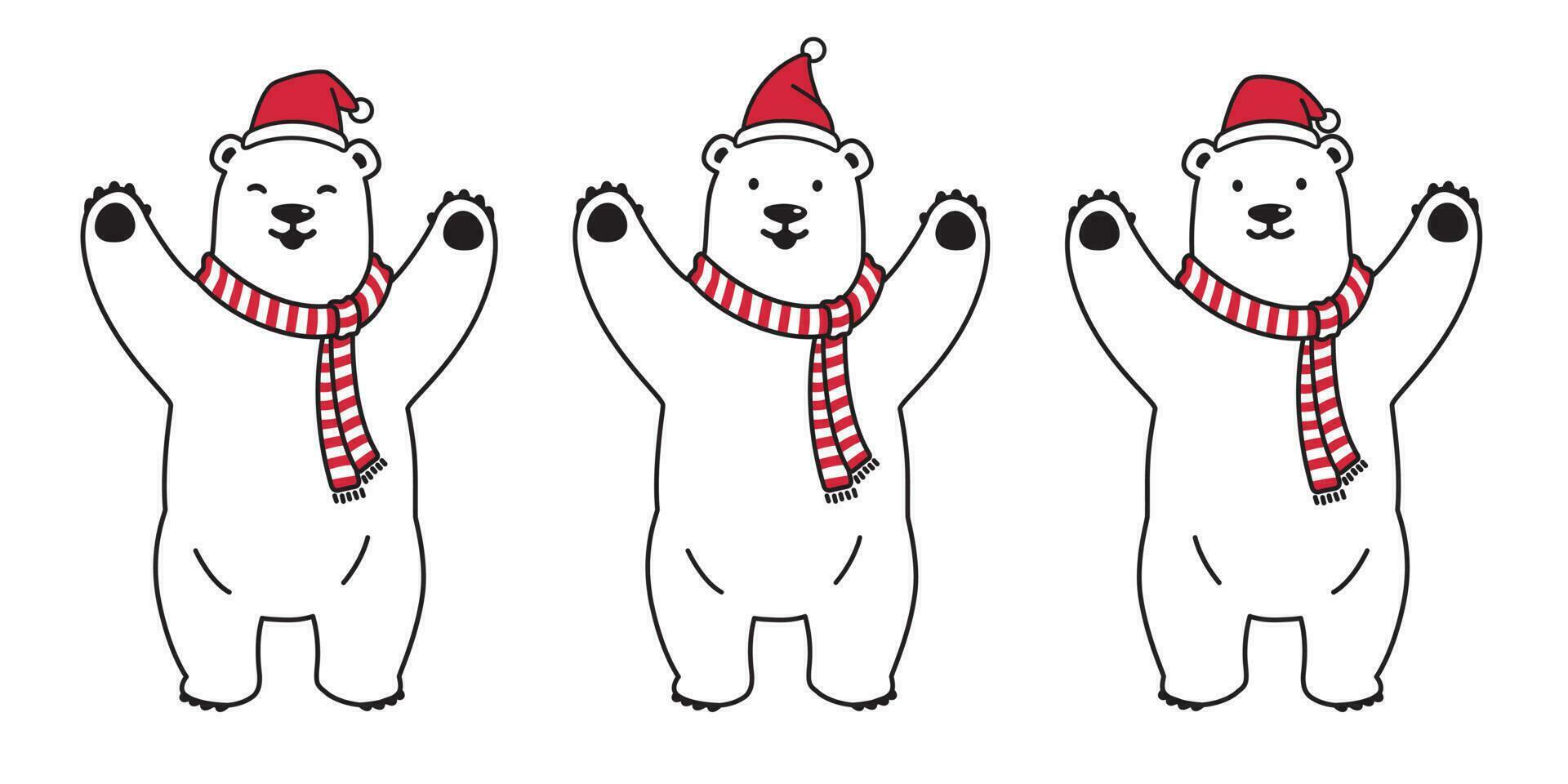 Urso vetor polar Urso Natal santa claus natal cachecol desenho animado personagem ícone logotipo ilustração branco