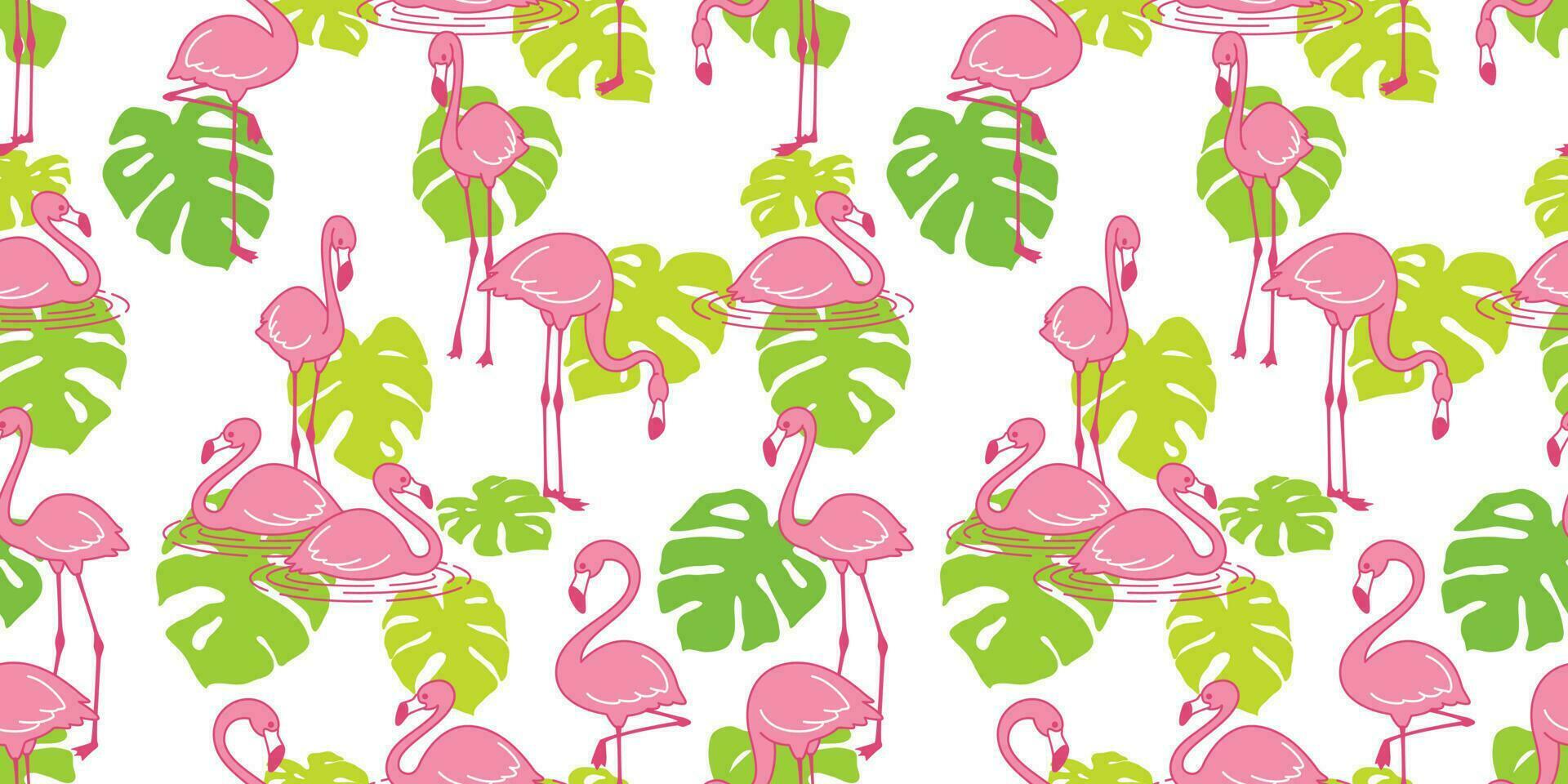 flamingo desatado padronizar vetor Rosa flamingos exótico pássaro monstera folha tropical verão cachecol isolado telha fundo repetir papel de parede desenho animado ilustração