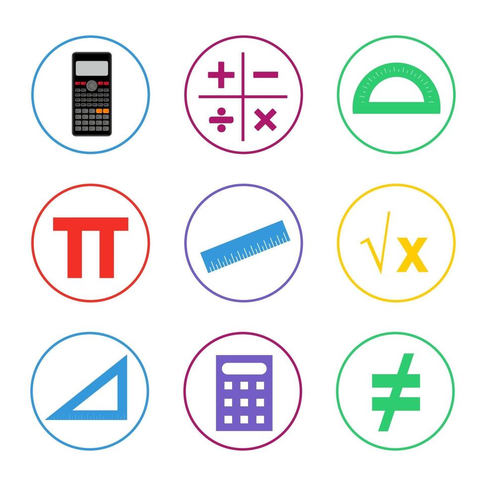 conjunto de ícones matemáticos coloridos vetor