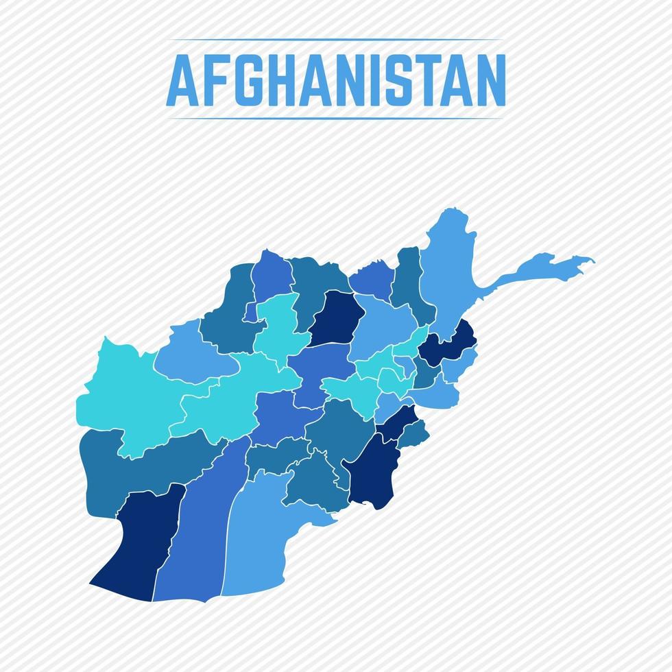 mapa detalhado do afeganistão com regiões vetor