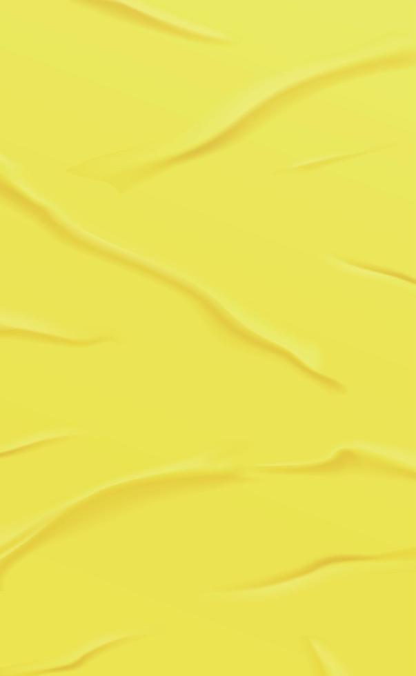 textura realista de fundo amarelo amassado, dobras - vetor